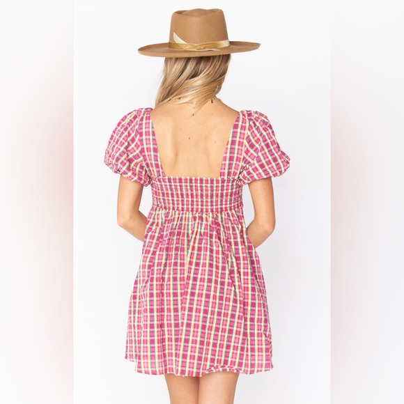 Show Me Your MuMu Smitten Babydoll Dress-Pink Plaid-Size Small - Picture 2 of 13